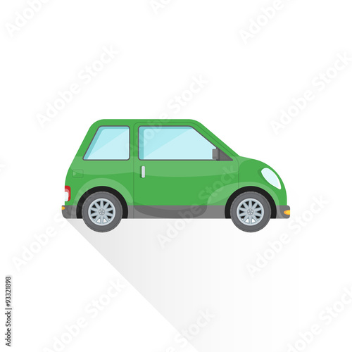vector flat green compact city car body style illustration icon.