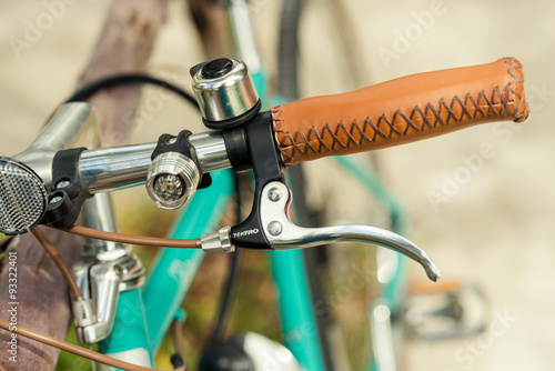 Bicycle handle bar close up.