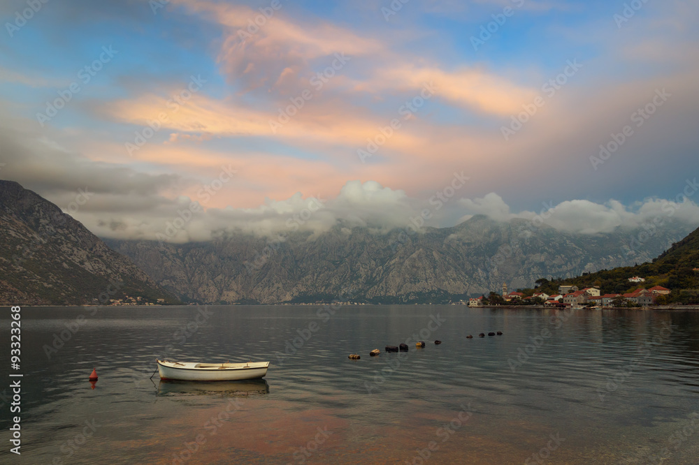 Afterglow. Bay of Kotor, autumn.  Montenegro