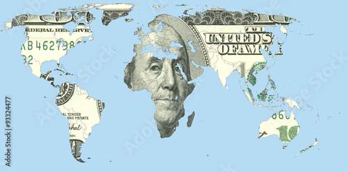 World map made of US Dollars
