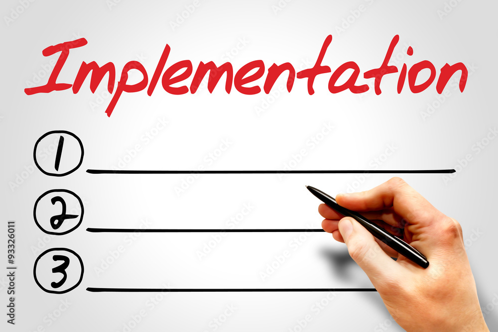 Implementation blank list, business concept Implementation blank list, business concept