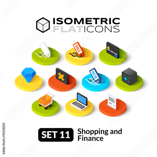 Isometric flat icons set 11