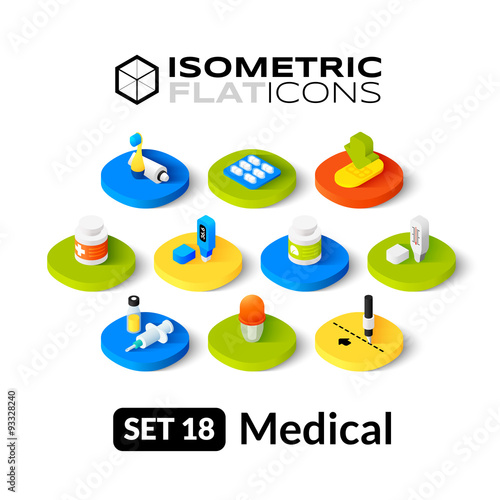 Isometric flat icons set 18 photo