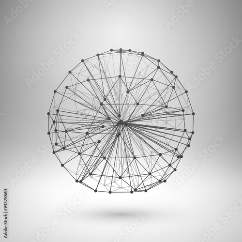 Wireframe mesh polygonal sphere.