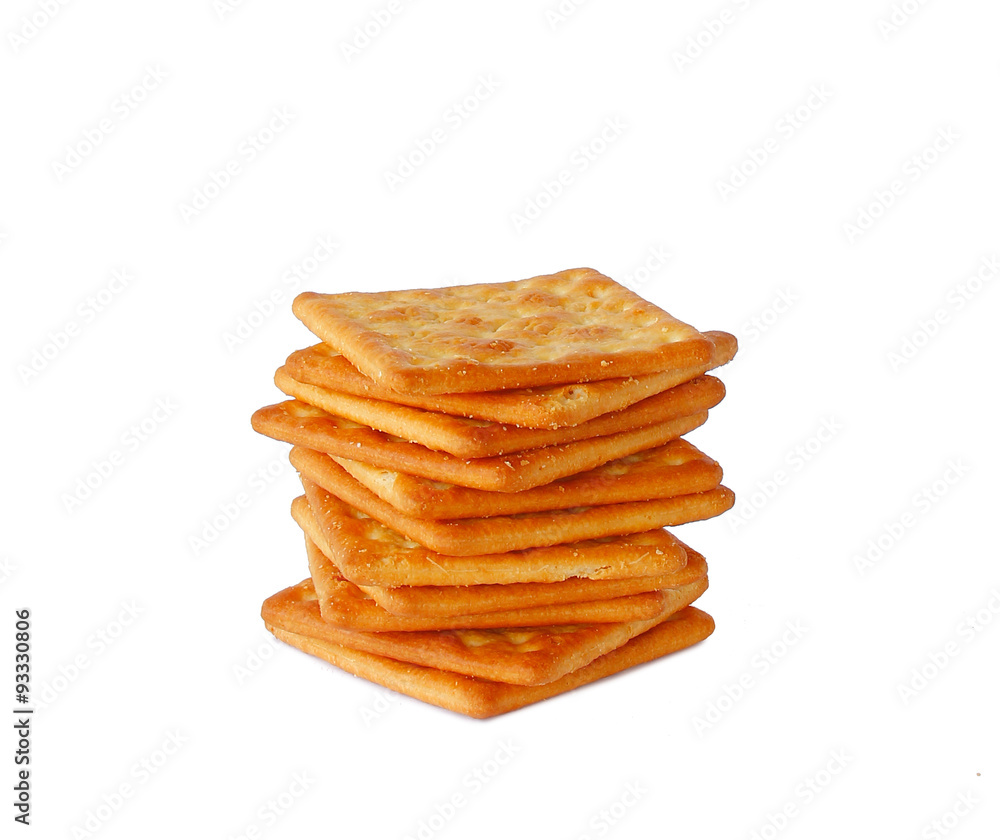 Salty Crackers are on white background. Salty Crackers are on white background.