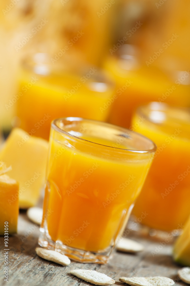 Pumpkin juice, selective focus Pumpkin juice, selective focus