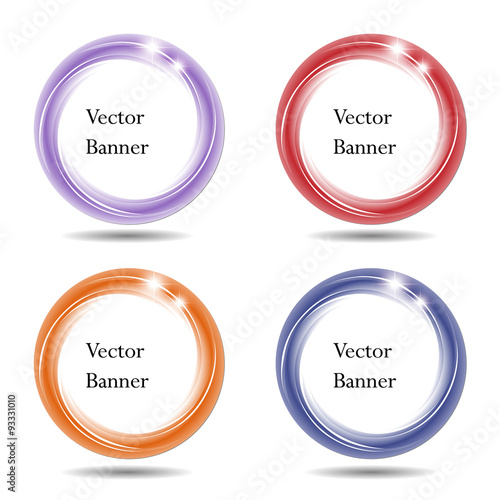 Set of color banners - red, blue, orange, lilac. Vector illustration