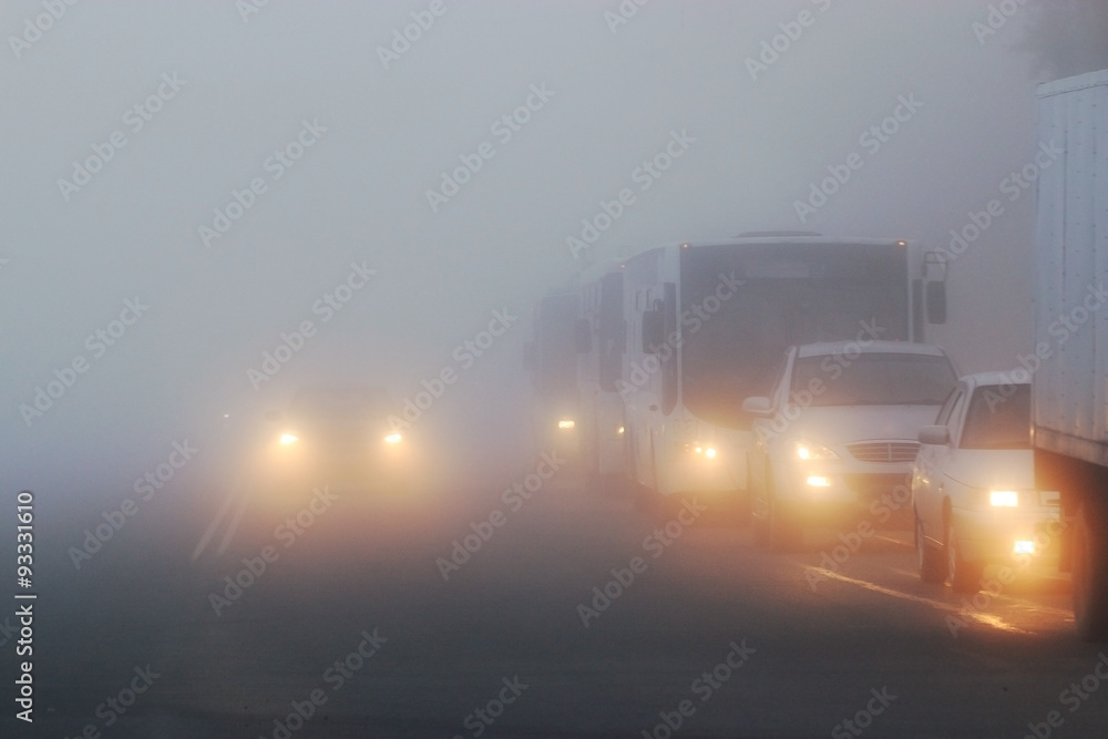blurred background traffic jams foggy night blurred background traffic jams foggy night