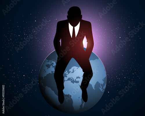 Businessman sitting on a Earth