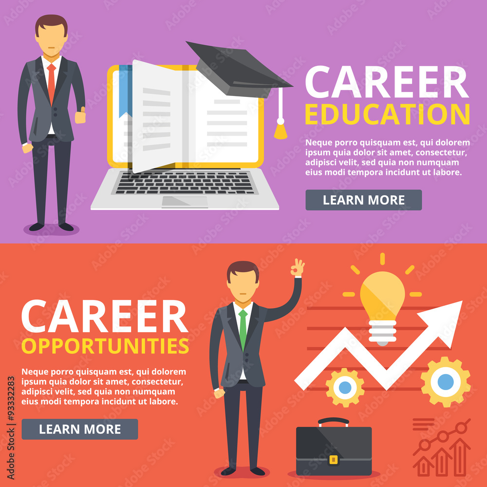 Naklejka premium Career education, career opportunities flat illustration concepts set