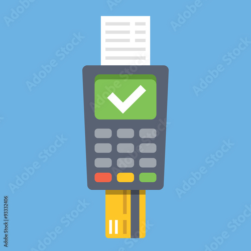 Payment terminal. Point of sale concept. Flat design vector illustration
