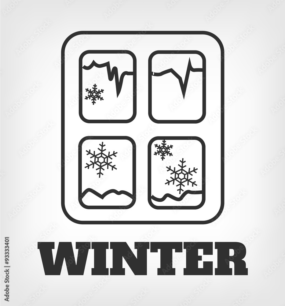 Winter window. Vector black icon logo illustration Winter window. Vector black icon logo illustration