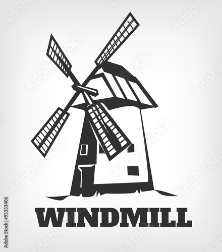 Windmill Logo. Vector black icon illustration