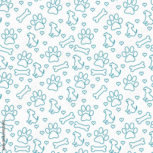 Teal and White Doggy Tile Pattern Repeat Background