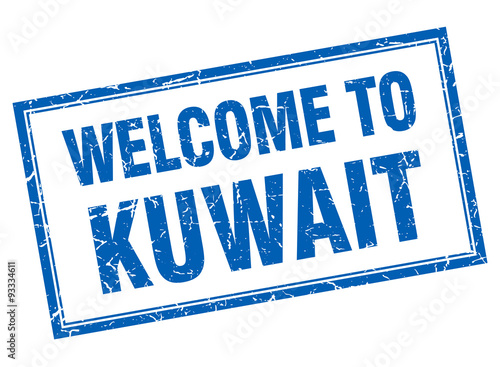 Kuwait blue square grunge welcome isolated stamp
