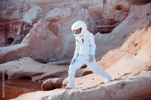 Astronaut looking for water in place like Mars