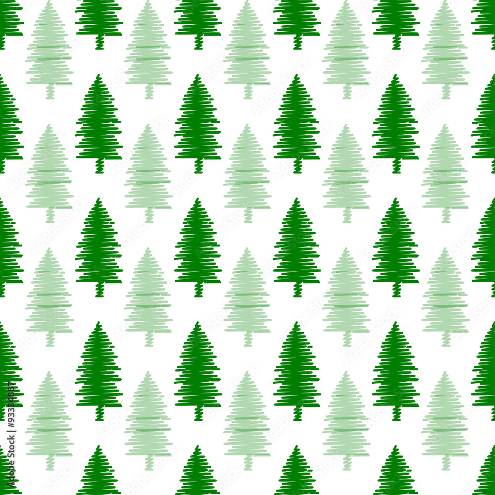 Christmas trees vector seamless pattern background
