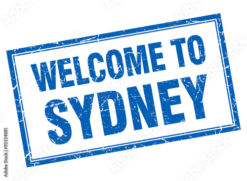 Sydney blue square grunge welcome isolated stamp