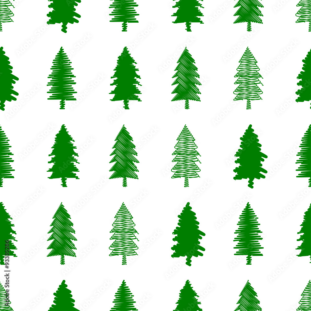 Obraz premium Christmas vector seamless pattern with trees
