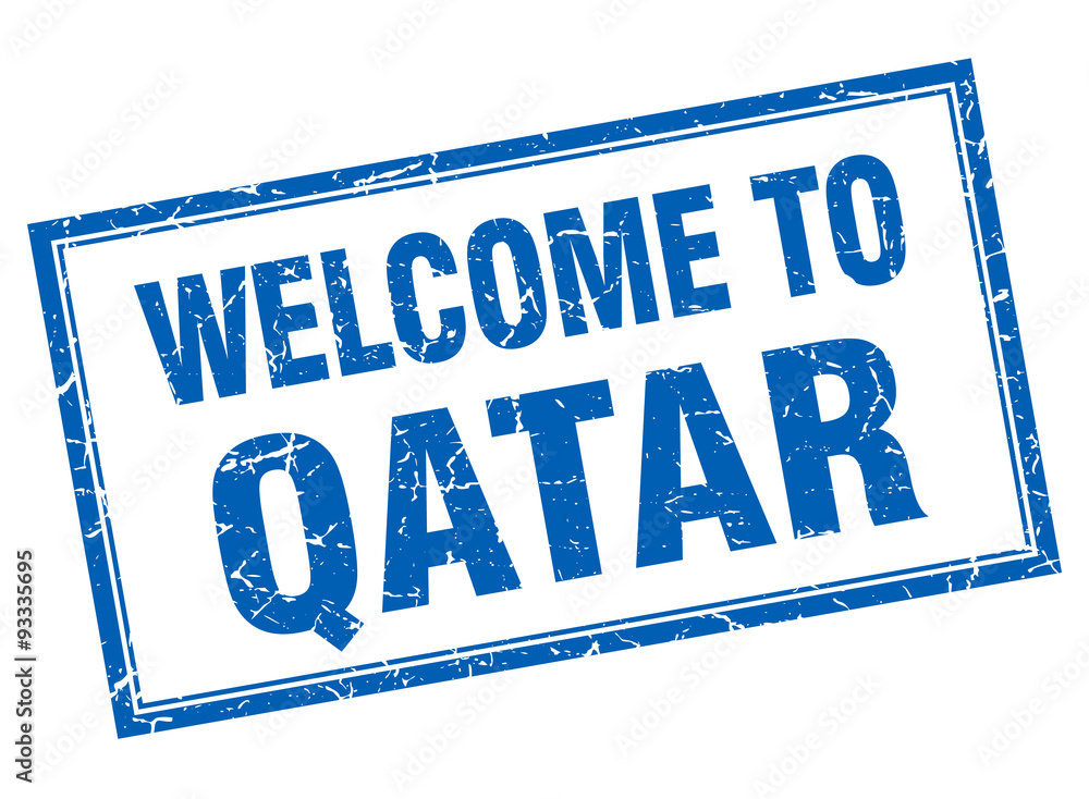 Qatar blue square grunge welcome isolated stamp Qatar blue square grunge welcome isolated stamp
