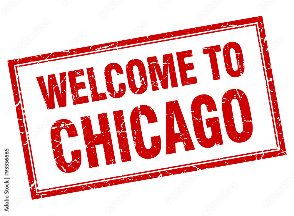 Chicago red square grunge welcome isolated stamp Chicago red square grunge welcome isolated stamp