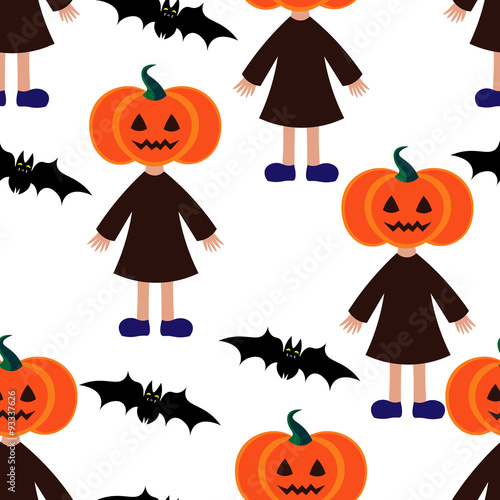 Wallpaper pumpkin girl bat