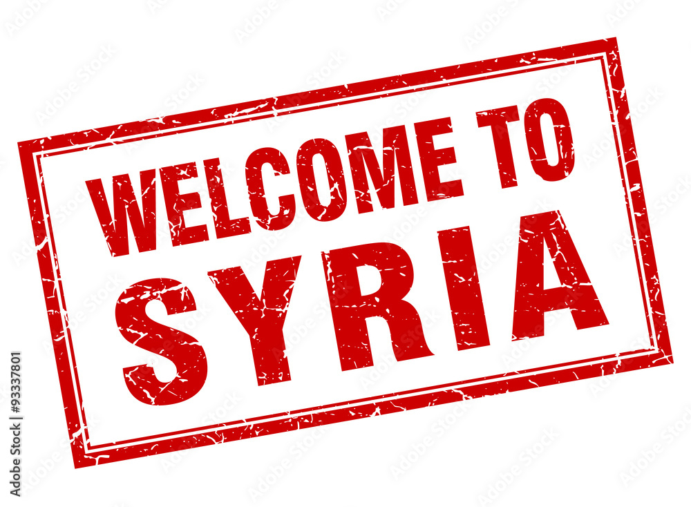 Syria red square grunge welcome isolated stamp Syria red square grunge welcome isolated stamp