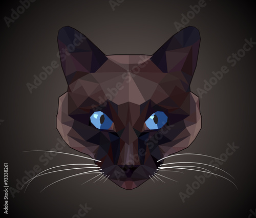 Dark cat with blue eyes - polygonal style.