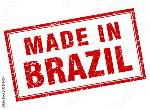 Brazil red square grunge made in stamp