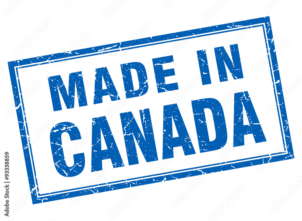 Canada blue square grunge made in stamp