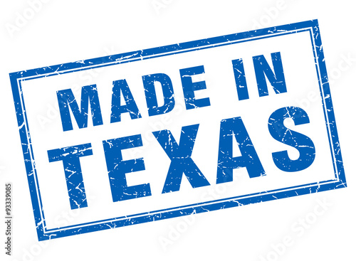 Texas blue square grunge made in stamp