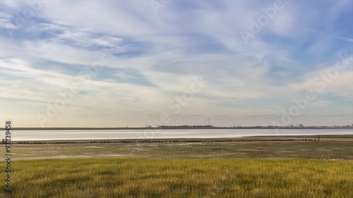 Pan Time Lapse seascape, in Ria Formosa wetlands natural park, shot at Cavacos beach. Algarve. Portugal