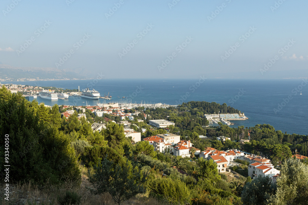 View of the coastline from the Marjan Hill in Split, Croatia.