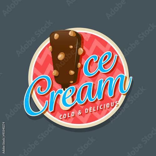 Ice cream logo with chocolate ice cream with nuts