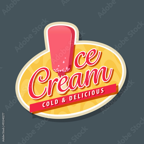 Ice cream logo with ice cream in pink glaze