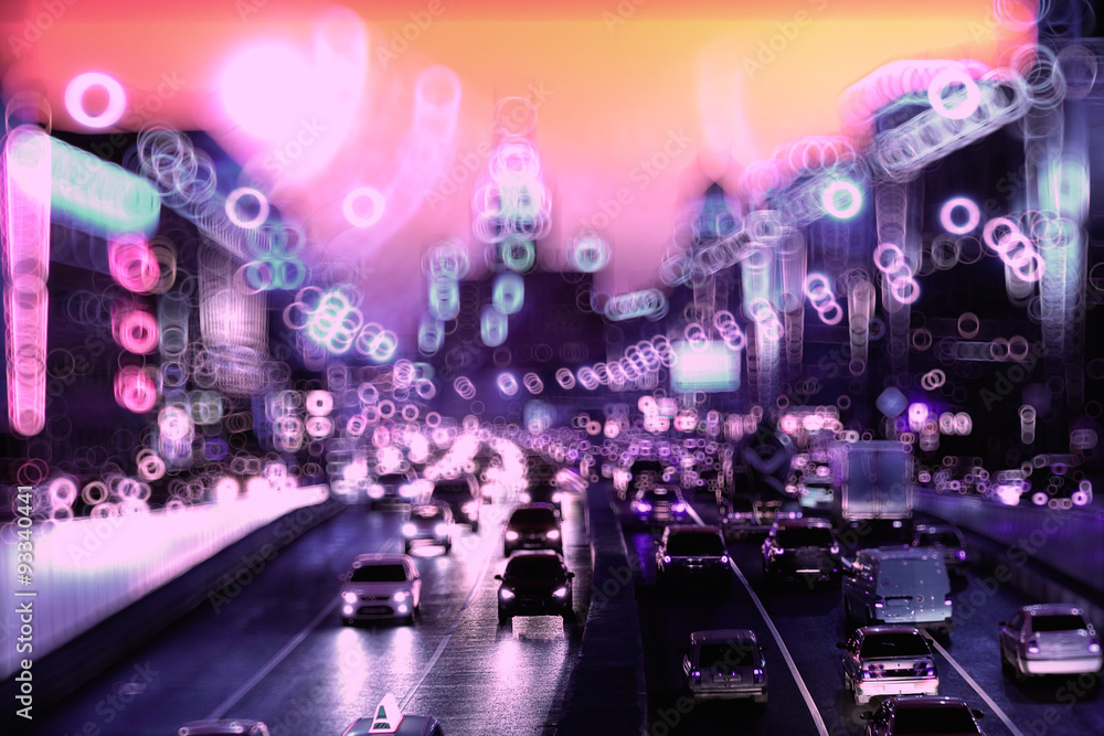 background night city motion lights