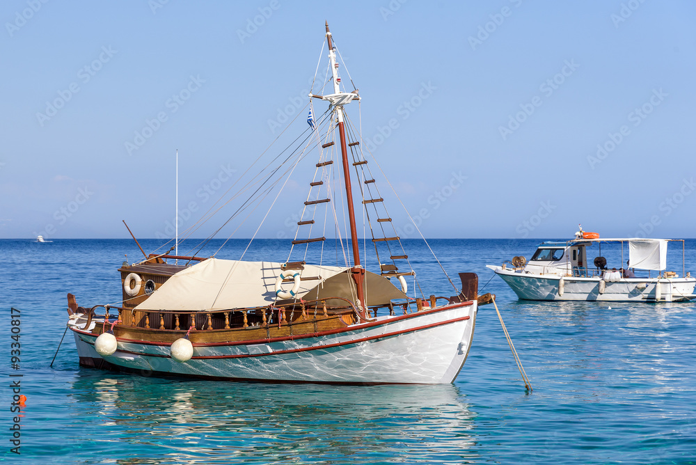 Traditional Greek boats at the coast of Crete Traditional Greek boats at the coast of Crete