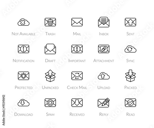 Outline icons thin flat design, modern line stroke style