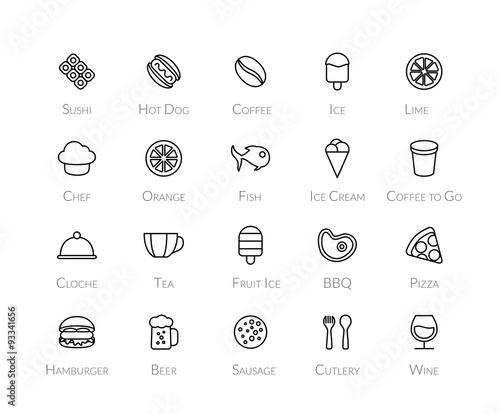 Outline icons thin flat design, modern line stroke style