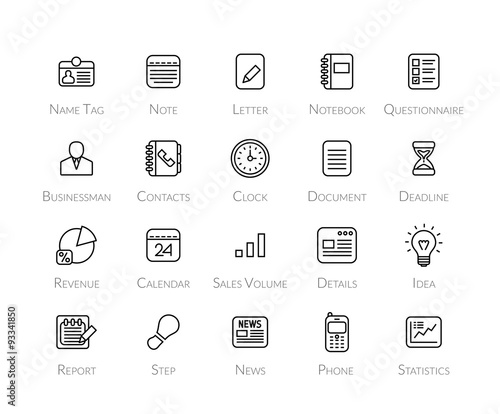 Outline icons thin flat design, modern line stroke style
