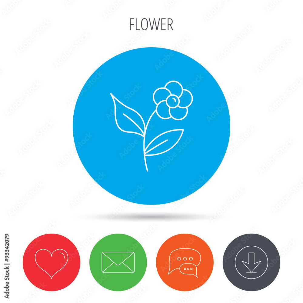 Flower with petals icon. Plant and leaves sign.