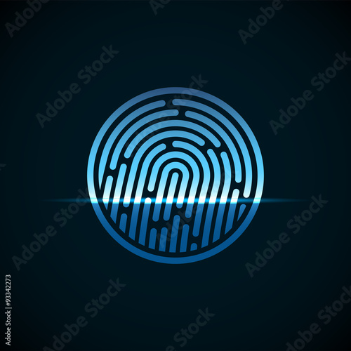 Fingerprint identification system, with blue transparency light