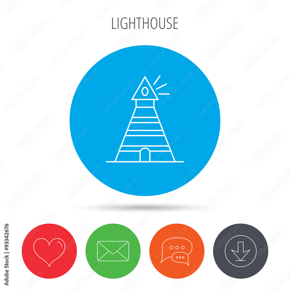 Lighthouse icon. Searchlight signal sign.