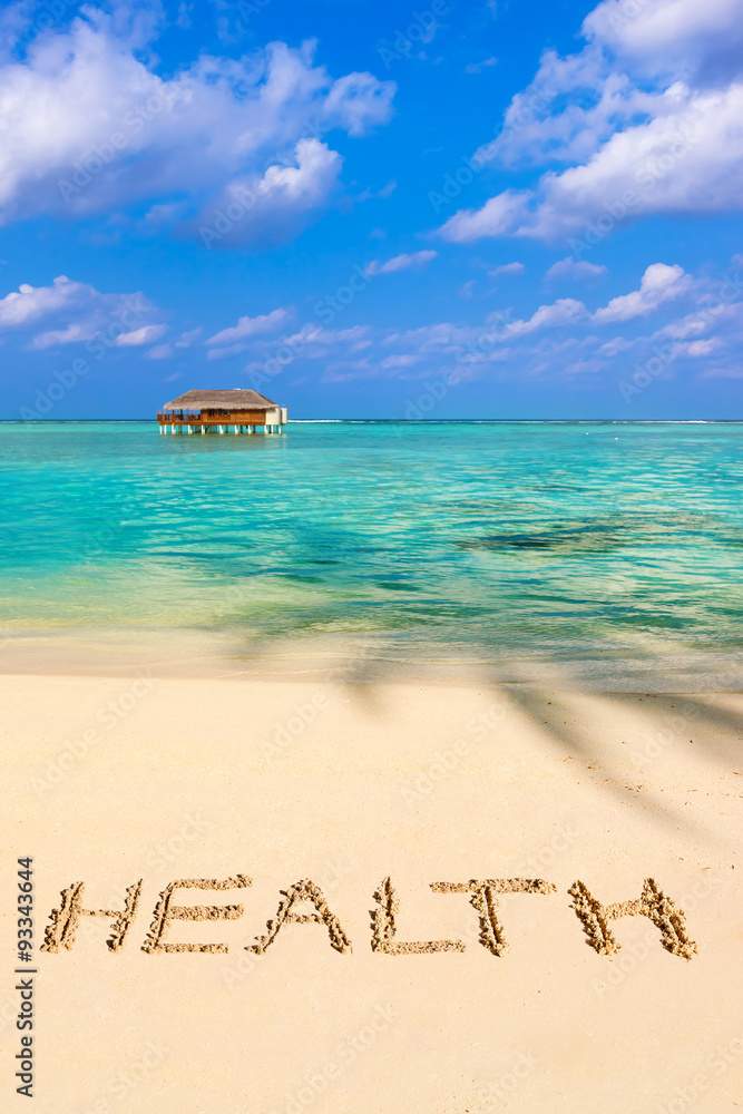 Obraz premium Word Health on beach