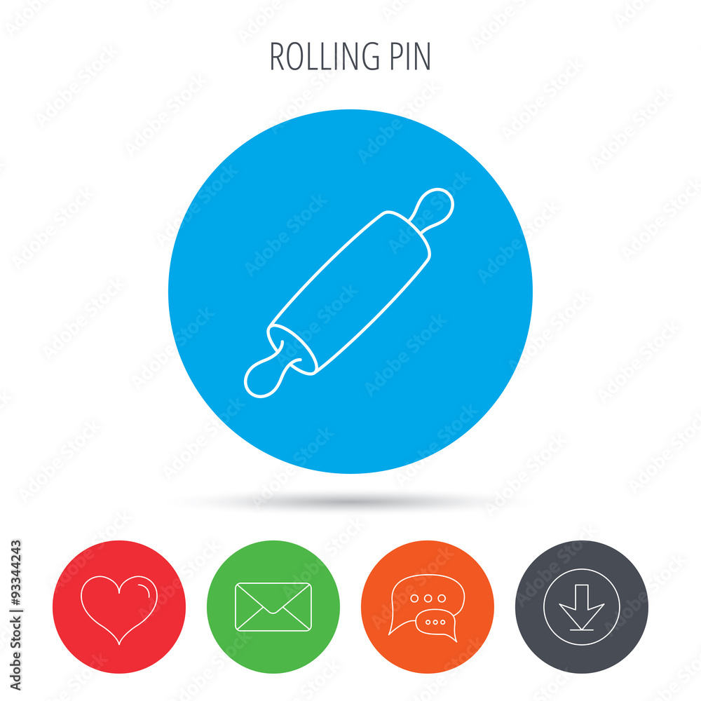 Rolling pin icon. Kitchen baker roller sign. Rolling pin icon. Kitchen baker roller sign.