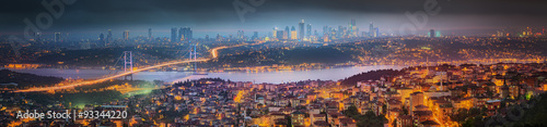 Leinwand Poster View of Bosphorus bridge at night Istanbul