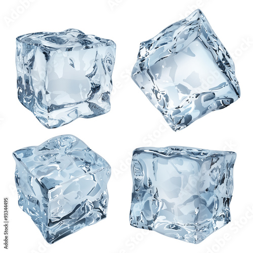 Transparent light blue ice cubes. Transparency only in vector fi