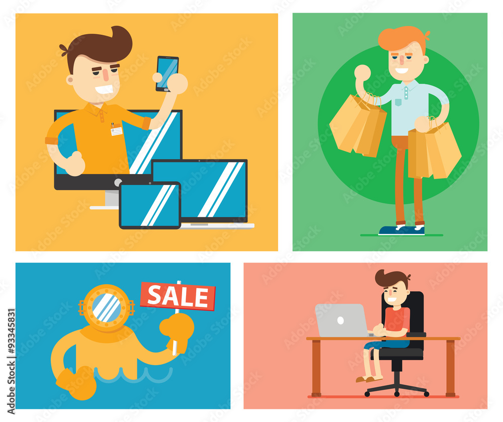 Set of discount sale illustration Set of discount sale illustration