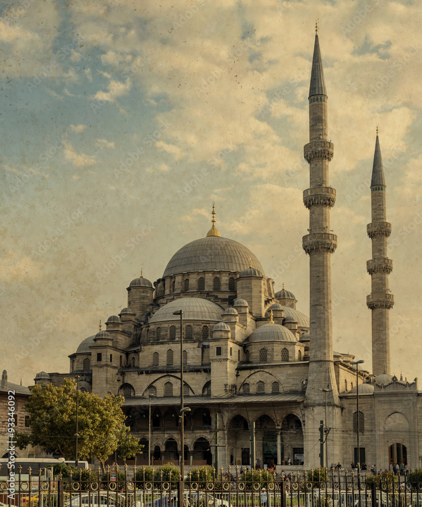 New Mosque (Yeni Cami) near Bosphorus,Istanbul,Turkey - grunge.
