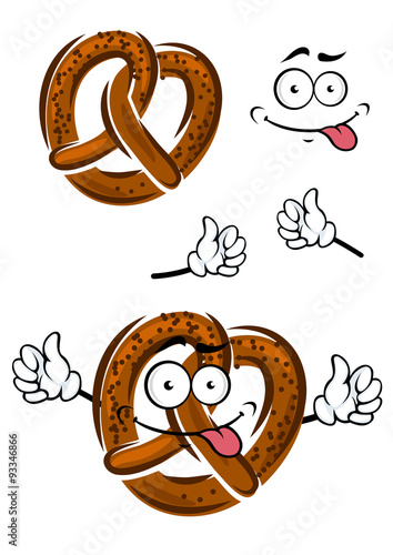 Cartoon pretzel with a happy smiling face